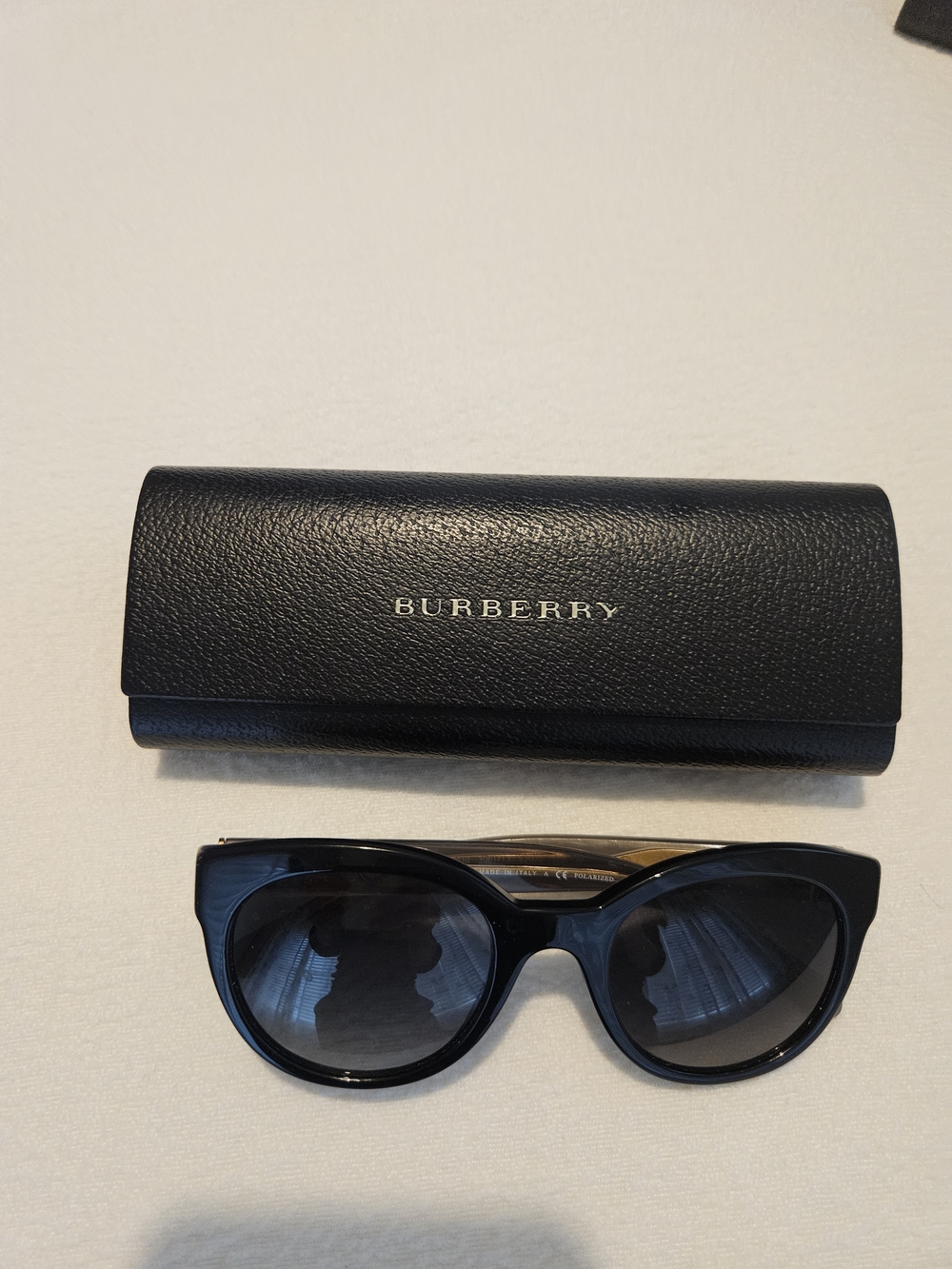 Burberry Black Gloss Cat-Eye Sunglasses with Branded Case